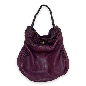 Treesje purple hobo genuine leather purse with gold hardware and braided details